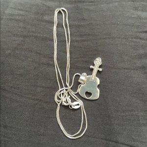 Guitar silver necklace